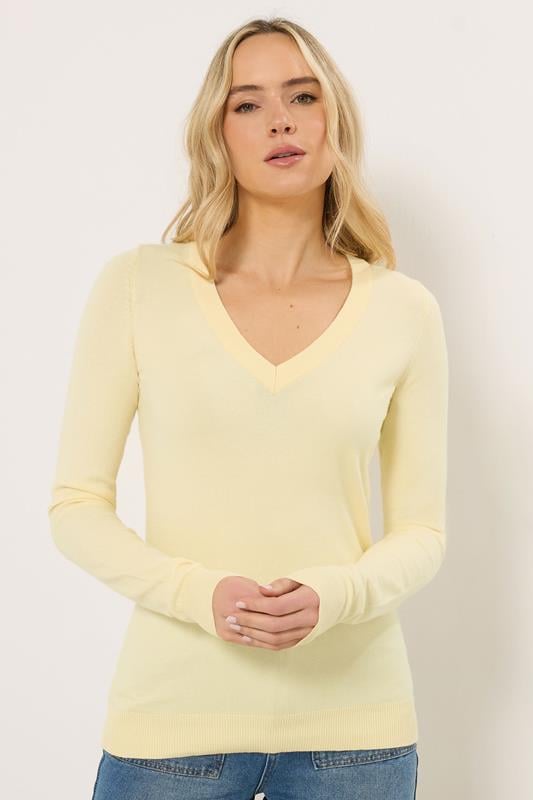 Tall  LTS Tall Butter Yellow Knit V-Neck Jumper