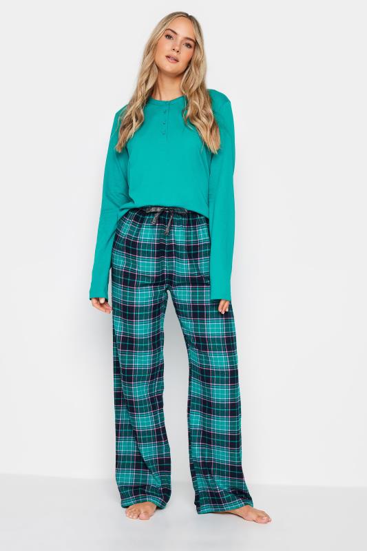 LTS Tall Womens Turquoise Green Placket Pyjama Top | Long Tall Sally  2