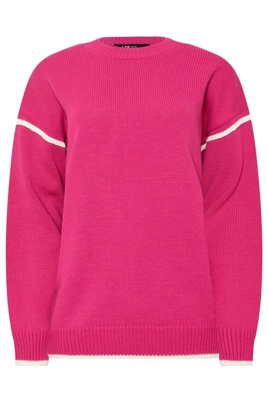 Tall  LTS Tall Hot Pink Piped Crew Neck Jumper