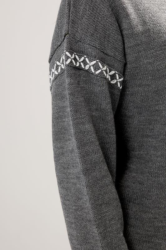 LTS Tall Grey Cross Stitch Knitted Jumper | Long Tall Sally 4