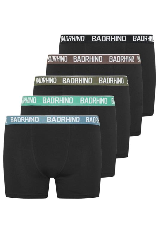 BadRhino Big & Tall 5 PACK Black Waistband Boxers