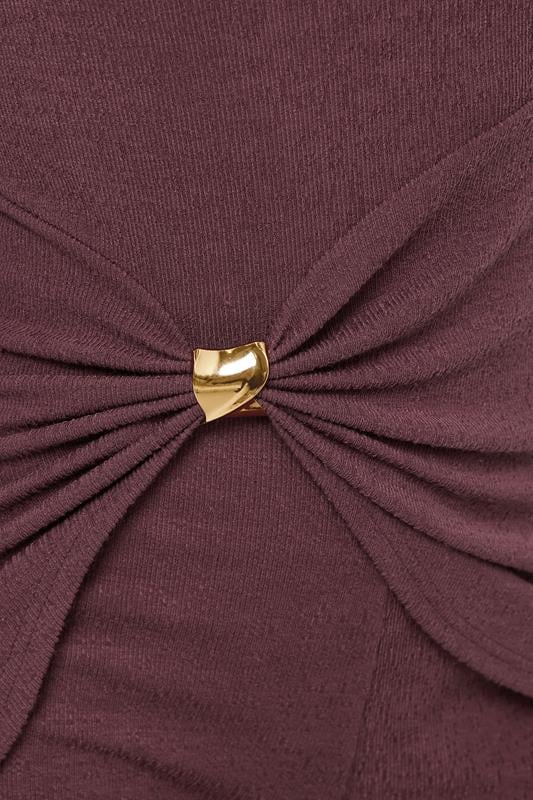 LTS Tall Women's Berry Red Metal Trim Textured Top | Long Tall Sally 4