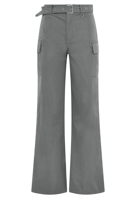LTS Tall Women's Grey Belted Wide Leg Cargo Trousers | Long Tall Sally 5