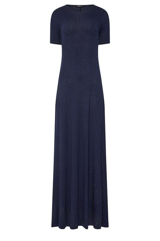 LTS Tall Navy Blue Polka Dot Short Sleeve Maxi Dress