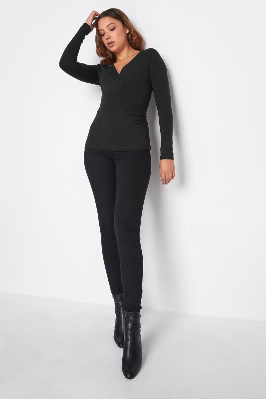 LTS Tall Women's Black Jersey Wrap Top | Long Tall Sally 2