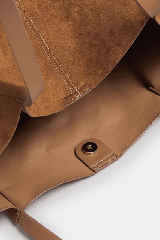Brown Faux Suede Oversize Tote Bag | Yours Clothing 6