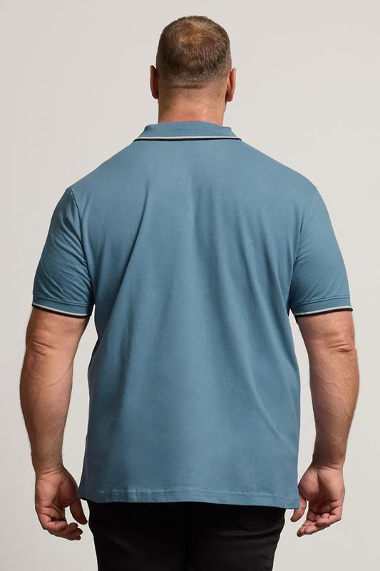 BadRhino Big & Tall Blue Tipped Polo Shirt | BadRhino 4