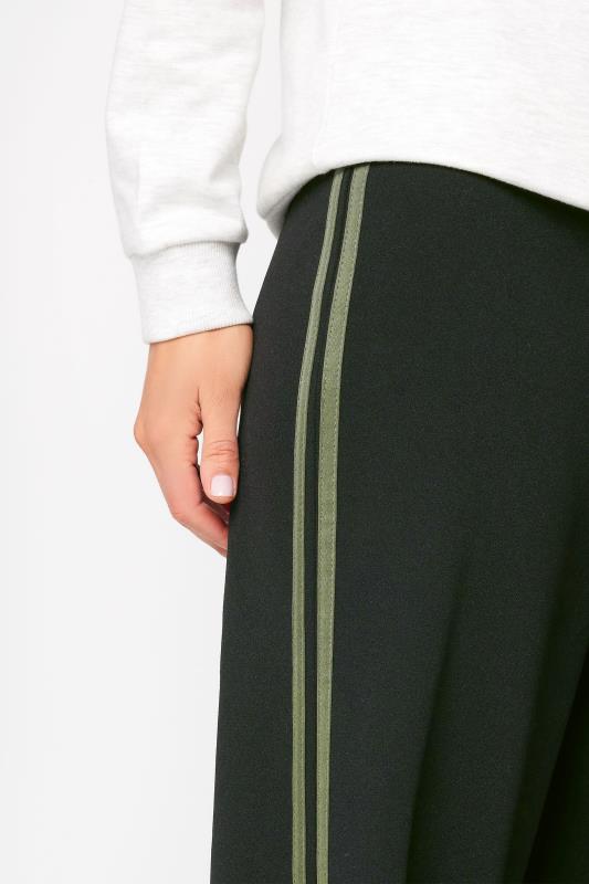 LTS Tall Black & Khaki Green Stripe Wide Leg Trousers | Long Tall Sally  4