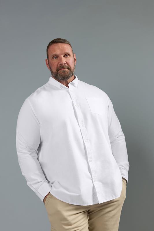 BadRhino Big & Tall Premium White Long Sleeve Oxford Cotton Shirt