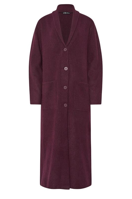 LTS Tall Burgundy Red Knitted Longline Coatigan | Long Tall Sally 5