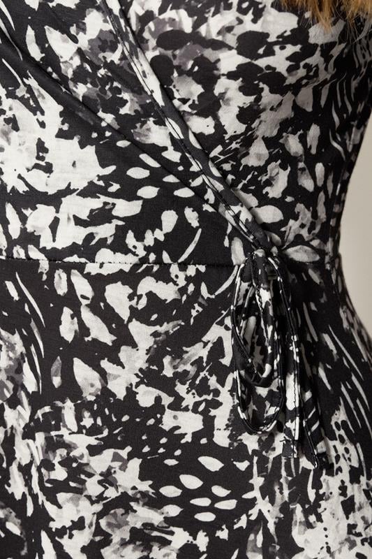 LTS Tall Black Abstract Animal Wrap Maxi Dress | Long Tall Sally 4