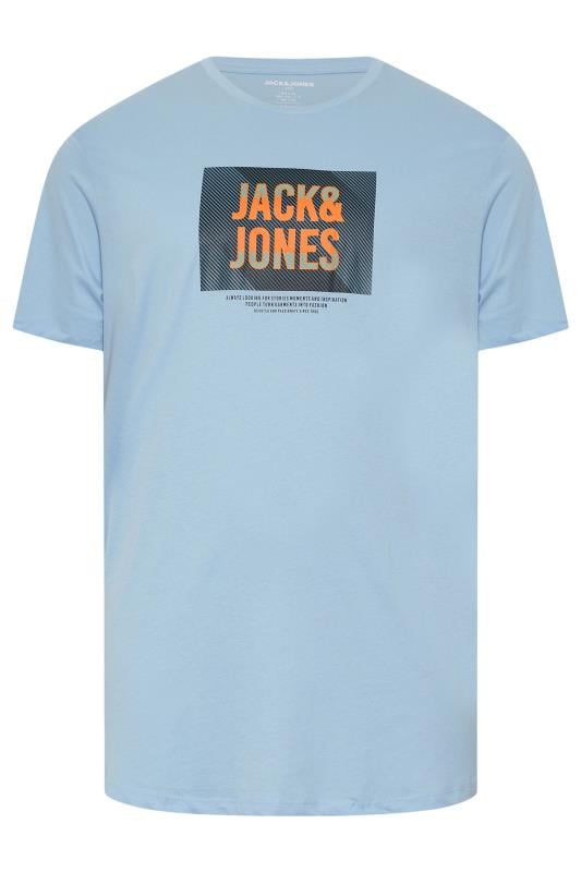 JACK & JONES Big & Tall 3 PACK Blue Branded Logo Print T-Shirts | BadRhino 4