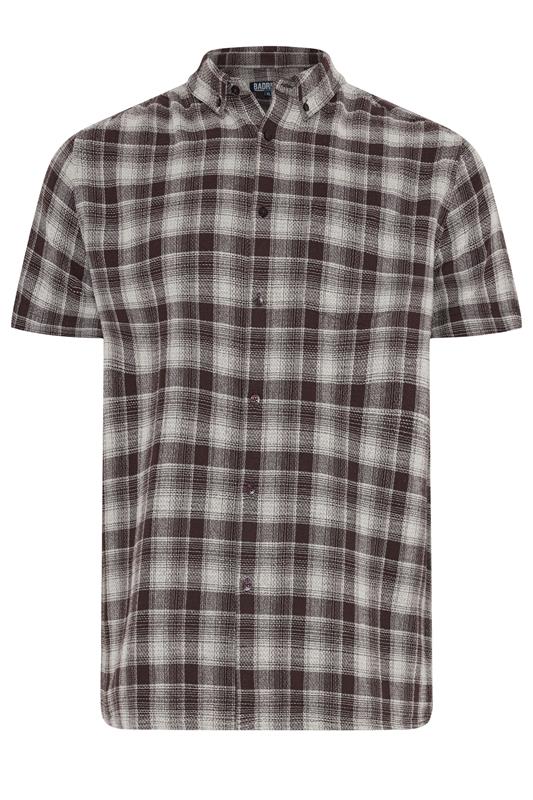 BadRhino Big & Tall Brown Check Stripe Short Sleeve Shirt | BadRhino 5