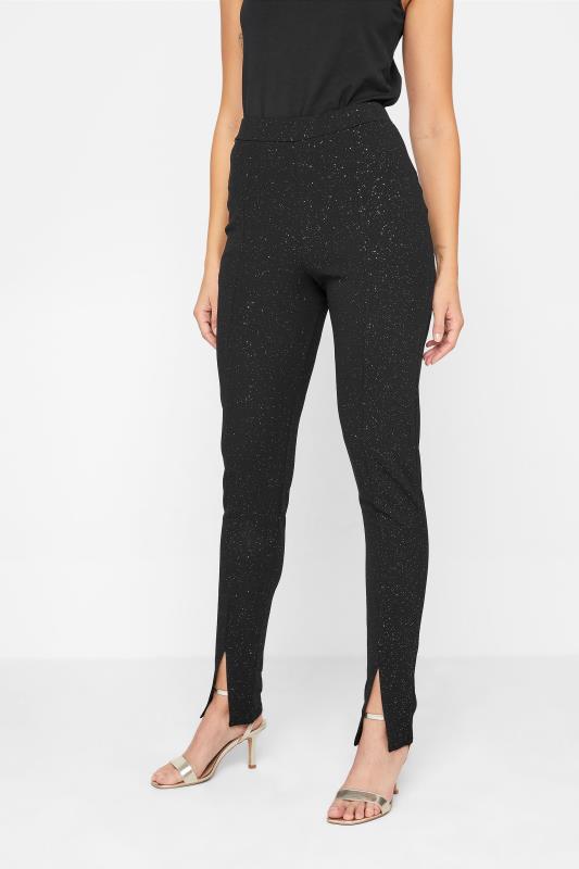 Tall Women's LTS Black Glitter Front Split Trousers | Long Tall Sally 1