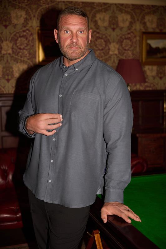 BadRhino Big & Tall Grey Long Sleeve Slub Shirt