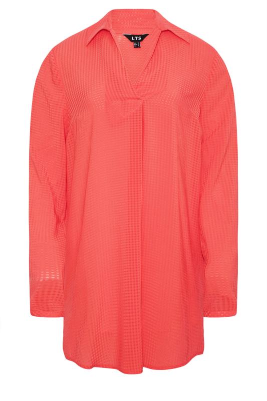 LTS Tall Women's Coral Orange Gingham Overhead Shirt | Long Tall Sally  6