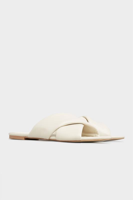 LTS White Cross Strap Square Mules In Standard Fit | Long Tall Sally 4