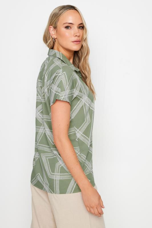 LTS Tall Khaki Green Abstract Print Shirt | Long Tall Sally 3