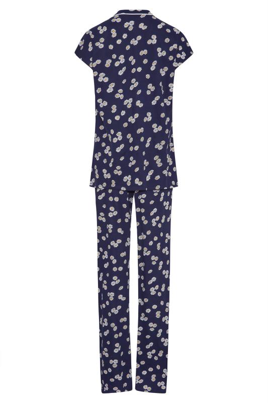 Tall Women's LTS Tall Navy Blue Daisy Print Cotton Pyjama Set | Long Tall Sally  7