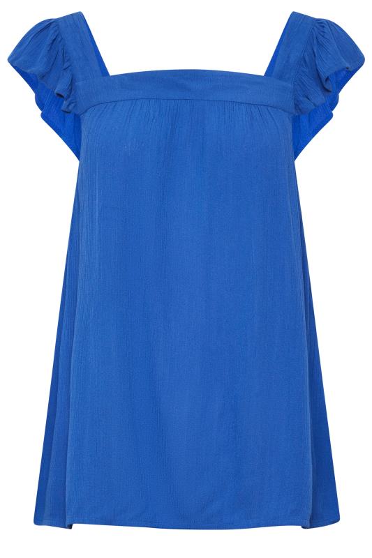 LTS Tall Women's Cobalt Blue Crinkle Frill Top | Long Tall Sally 6