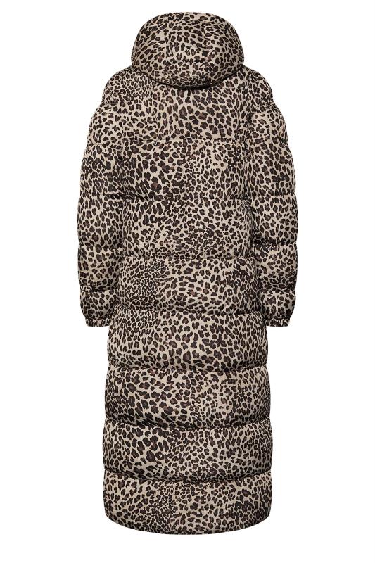 LTS Tall Womens Beige Brown Animal Print Longline Puffer Coat | Long Tall Sally 8