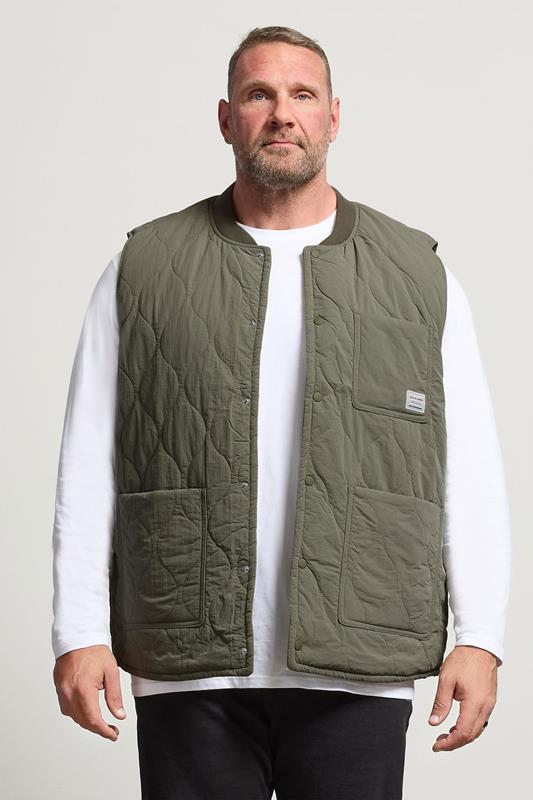 JACK & JONES Big & Tall Olive Green Liner Vest
