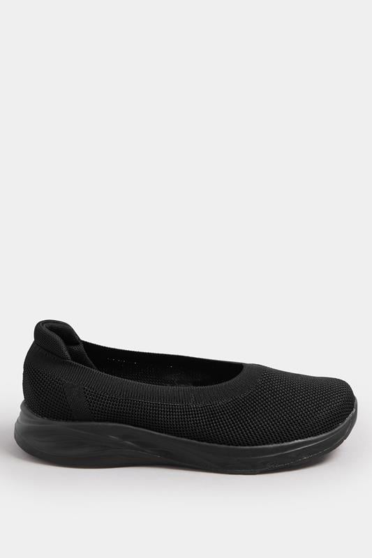 Black Slip On Knit Trainers In Extra Wide EEE Fit | Yours Clothing 2