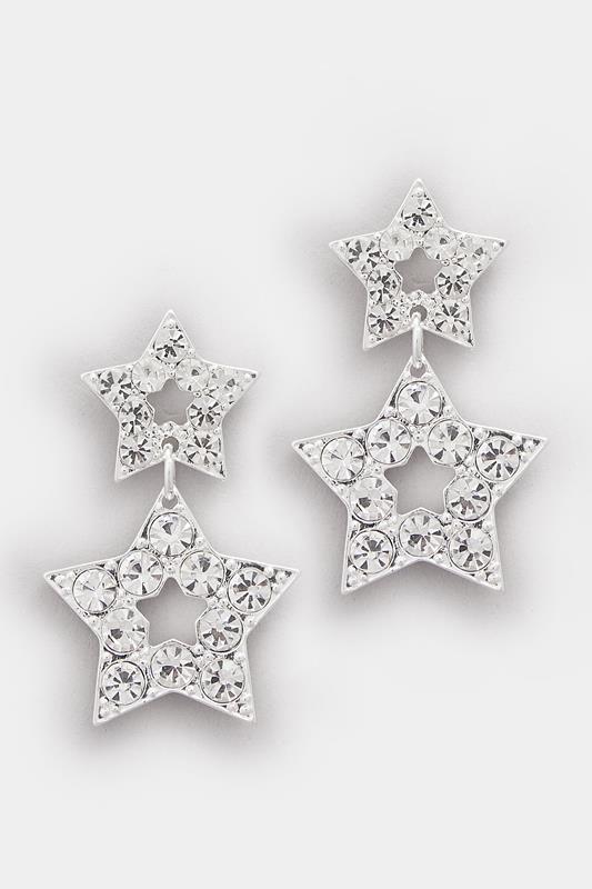 Silver Tone Diamante Star Earrings | Yours Clothing 2