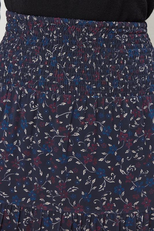 LTS Tall Navy Blue Floral Border Tiered Maxi Skirt | Long Tall Sally 4