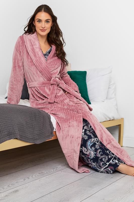 LTS Tall Pink Ribbed Maxi Dressing Gown | Long Tall Sally  2