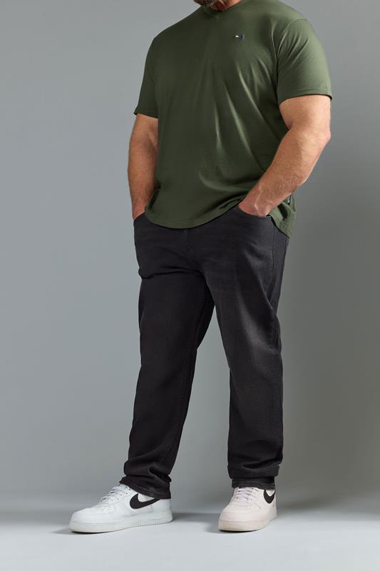 BadRhino Big & Tall Black Washed Straight Leg Stretch Jeans