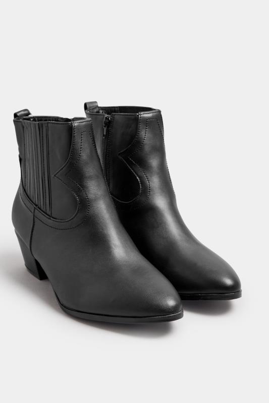 Black Western PU Ankle Boot In Wide E Fit & Extra Wide EEE Fit | Yours Clothing 2