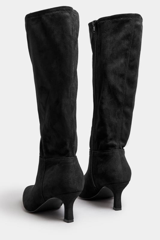 Black Faux Suede Knee High Pointed Boots In Extra Wide EEE Fit | Yours Clothing  4