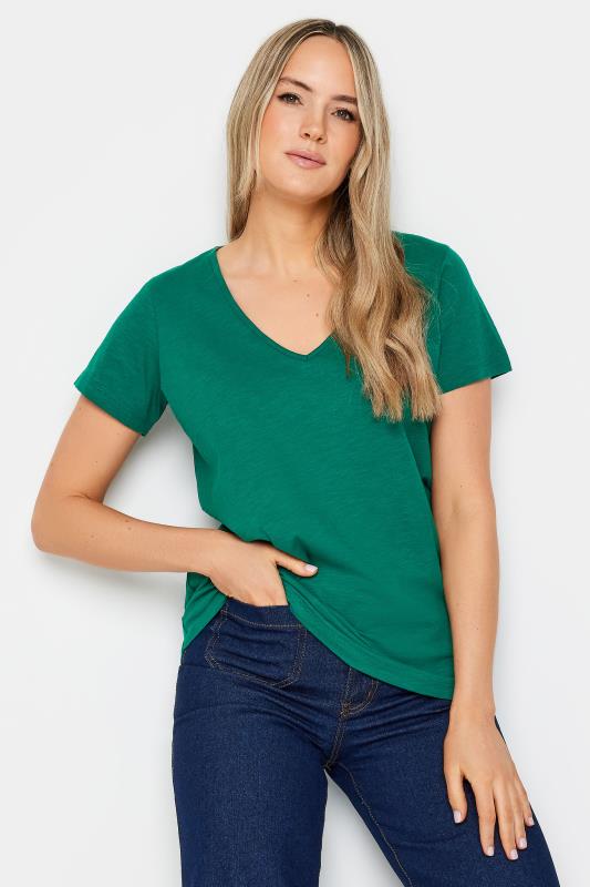 LTS Tall Womens Green V-Neck T-Shirt | Long Tall Sally 1
