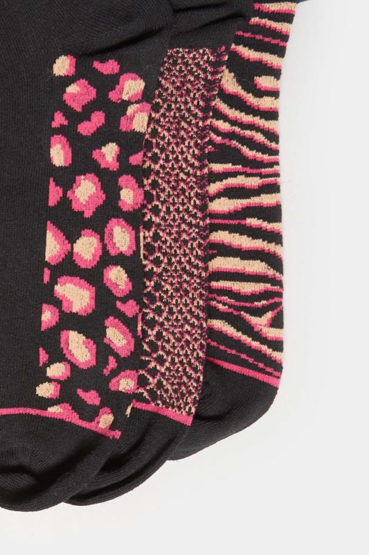 LTS 3 PACK Black Animal Print Ankle Socks | Long Tall Sally  3