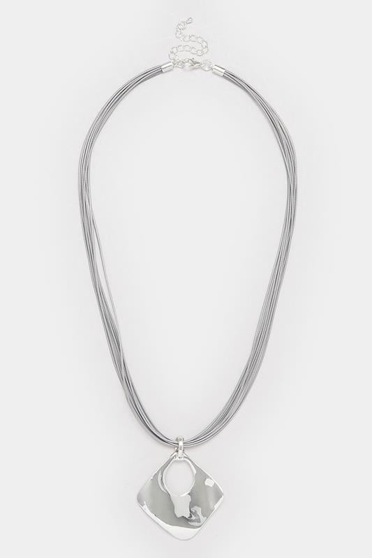 Silver Tone Cord Pendant Necklace | Yours Clothing 2