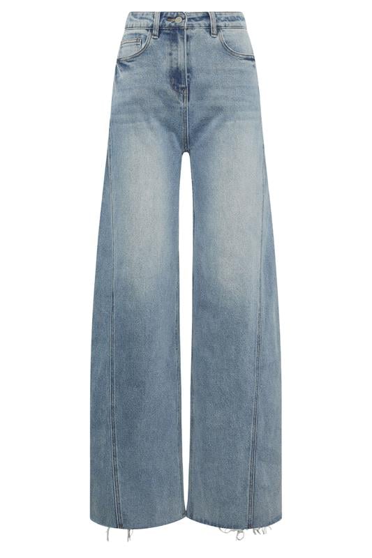 LTS Tall Women's Mid Blue Twist Seam Wide Leg Jeans | Long Tall Sally 6