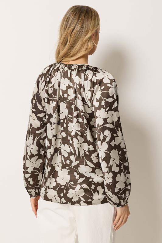 LTS Tall Women's Natural Brown Floral Satin Top | Long Tall Sally 2