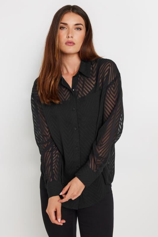 Tall  LTS Tall Black Shadow Stripe Long Sleeve Shirt