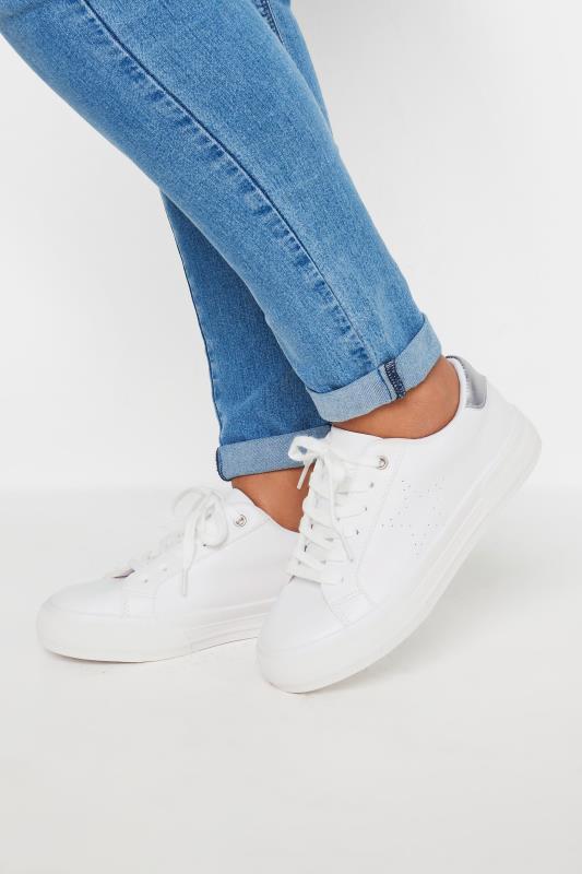 Plus Size  Yours White Star Cut Out Trainers In Extra Wide EEE Fit