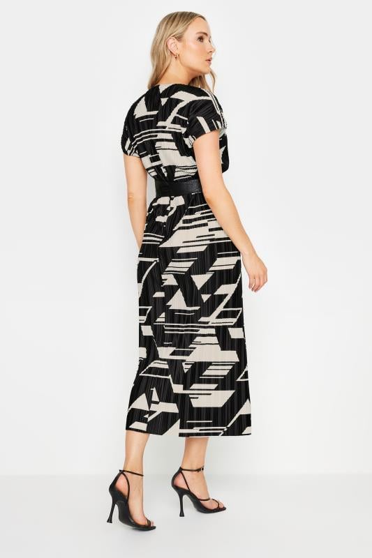 LTS Tall Women's Black Abstract Print Pleat Midi Dress | Long Tall Sally 3