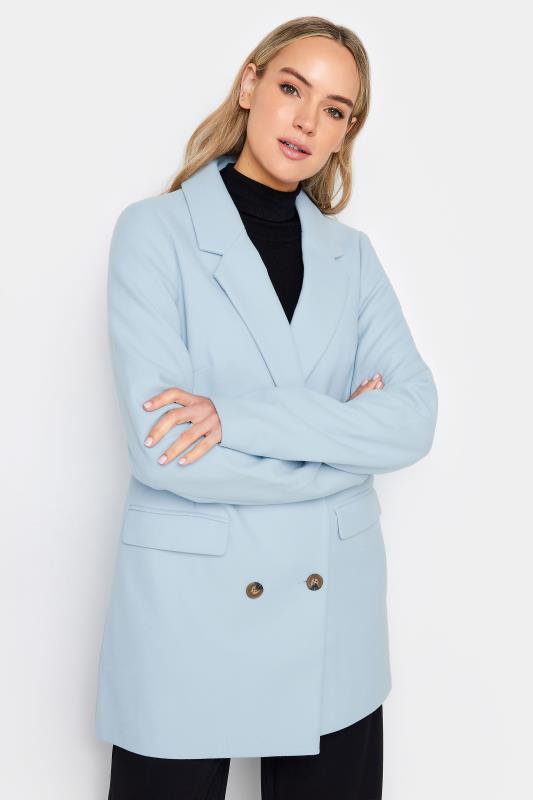 LTS Tall Women's Light Blue Double Breasted Brushed Jacket | Long Tall Sally 1