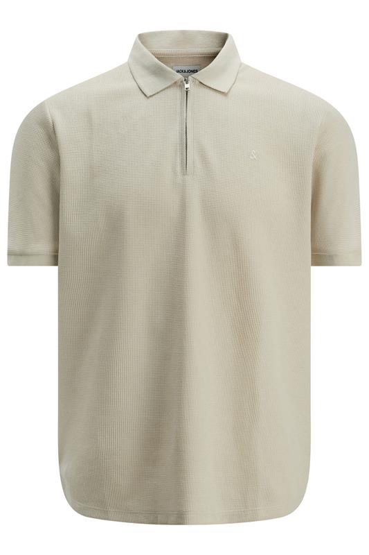 JACK & JONES Big & Tall Black Zip Neck Polo Shirt | BadRhino 1