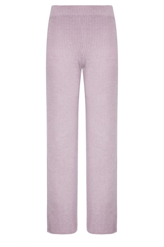 LTS Tall Blush Pink Ribbed Wide Leg Knitted Leggings | Long Tall Sally  5