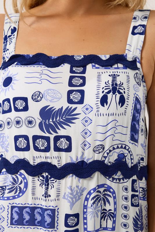 LTS Tall Women's Blue Postcard Print Maxi Dress | Long Tall Sally 5