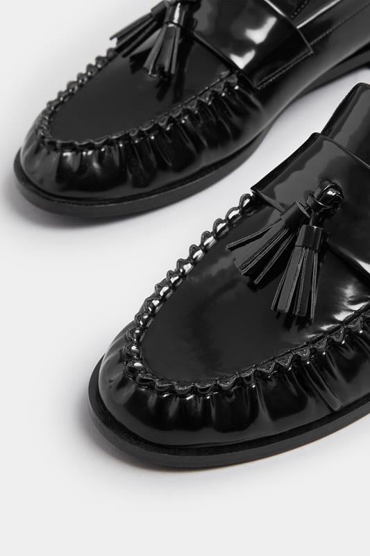 LTS Black Patent Tassel Flat Loafers | Long Tall Sally 4