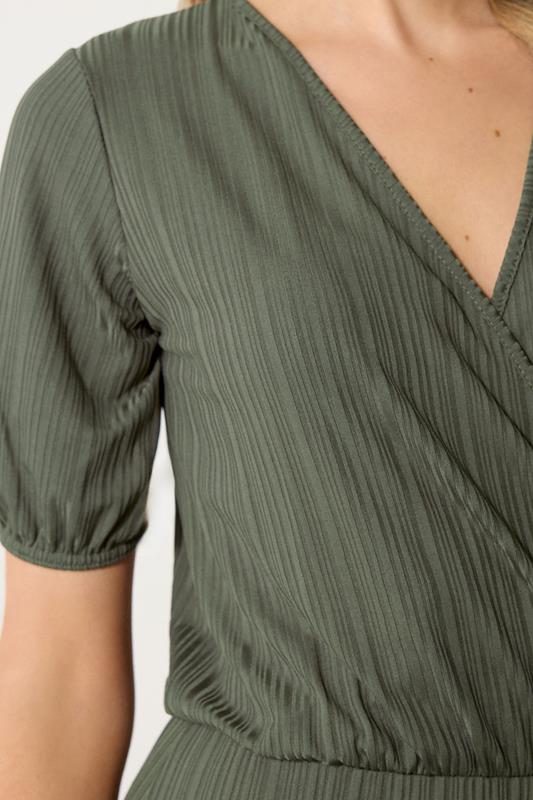 LTS Tall Khaki Green Ribbed Wrap Jumpsuit | Long Tall Sally 4