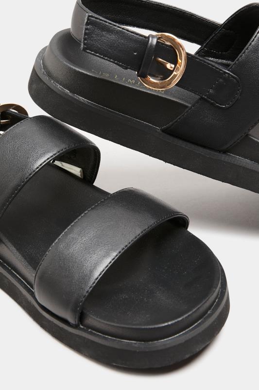 LIMITED COLLECTION Plus Size Black Double Strap Chunky Sandals In Extra Wide Fit | Yours Clothing 5
