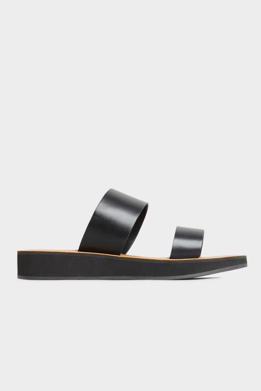 LTS Black Two Strap Flat Sandals In Standard Fit | Long Tall Sally 3