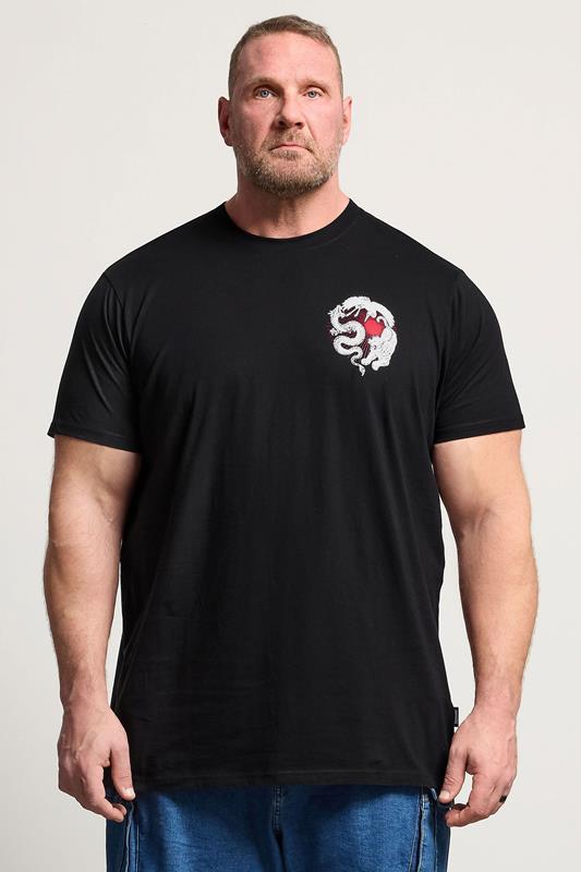 BadRhino Big & Tall Black Extra Long Japanese Animal Graphic T-Shirt | BadRhino 1